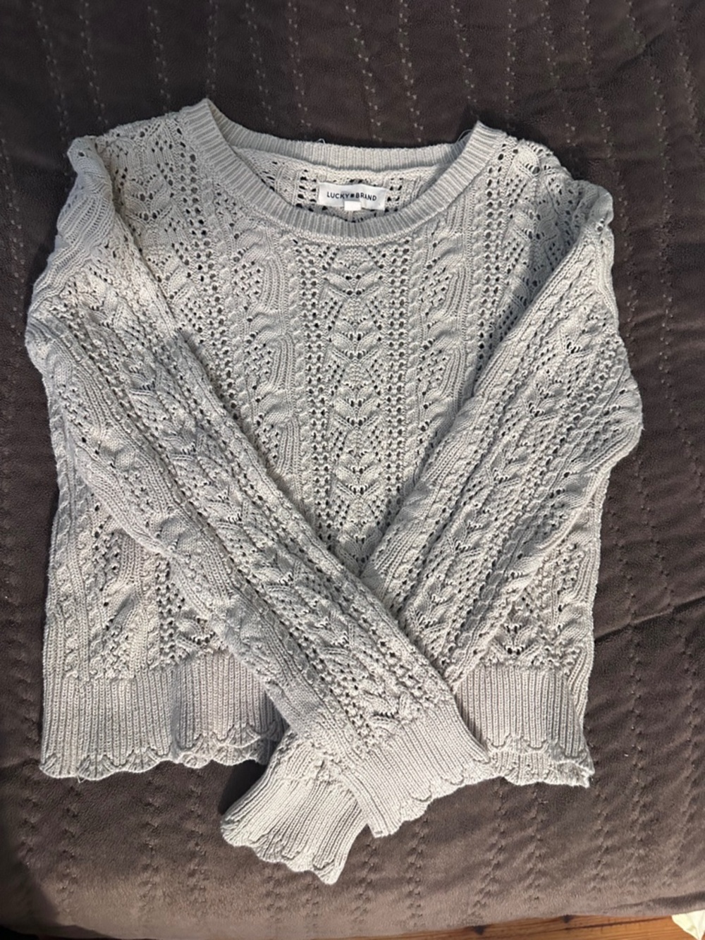 Lucky Pullover Long sleeve Net Top.  Beige.  Size S.